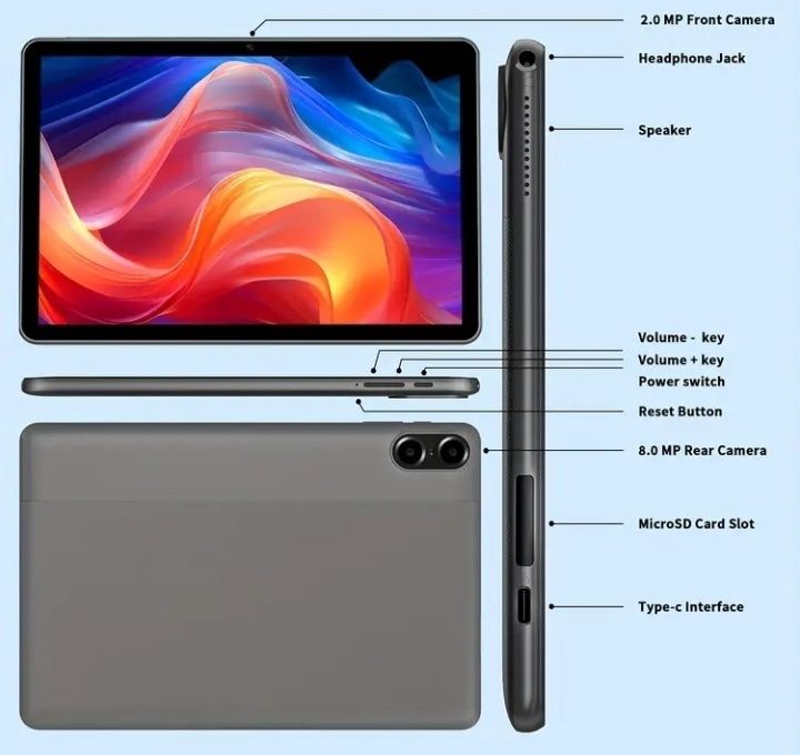 Планшет 16GB/64GB+512GB microSD