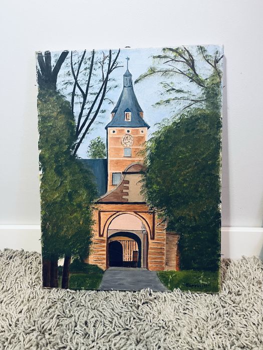 Obraz malowany na plotnie sredniowieczny kosciol