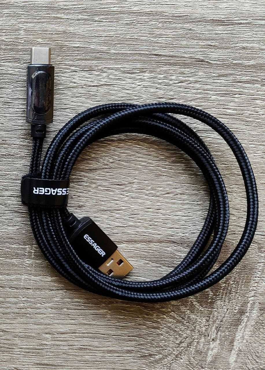 Кабель/Провод ESSAGER Led (USB -TypeC) 5А 100W 1 метр быстрая зарядка