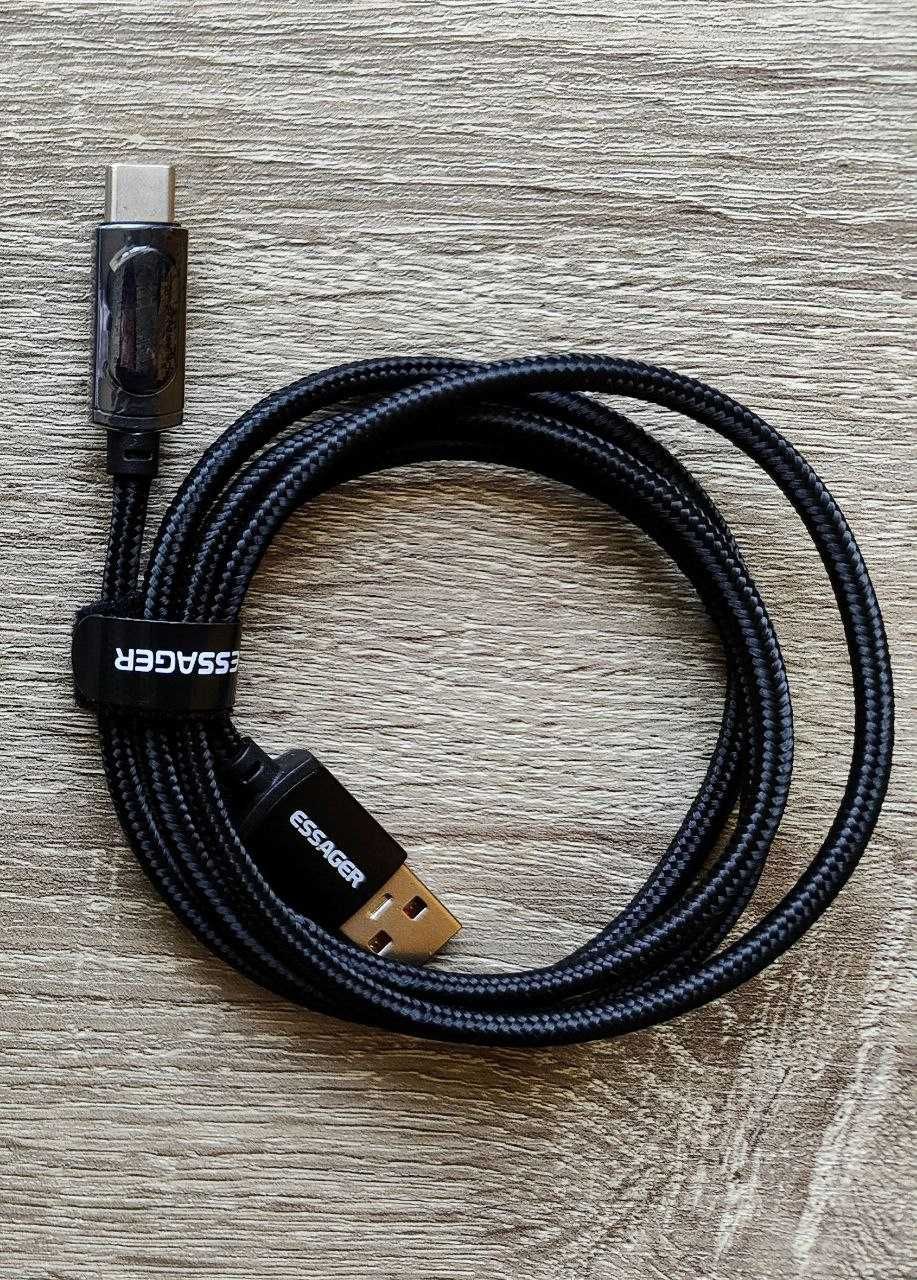 Кабель/Провод ESSAGER Led USB Type-C 7А 100W 1 метр быстрая зарядка