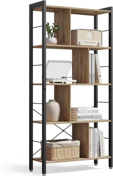 Regał na książki 5-poziomowy wolnostojący otwarty metalowa konstrukcja