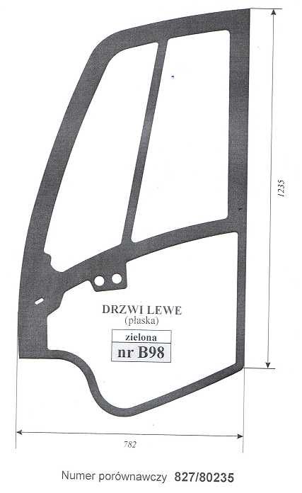 szyba minikoparka JCB 8080 ZTS 8085 ZTS - drzwi  B 98