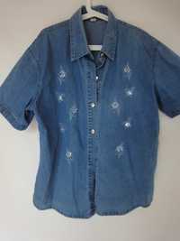 Jeansowa niebieska  koszula zdobiona cekinami / wdzianko – O&S 5XL