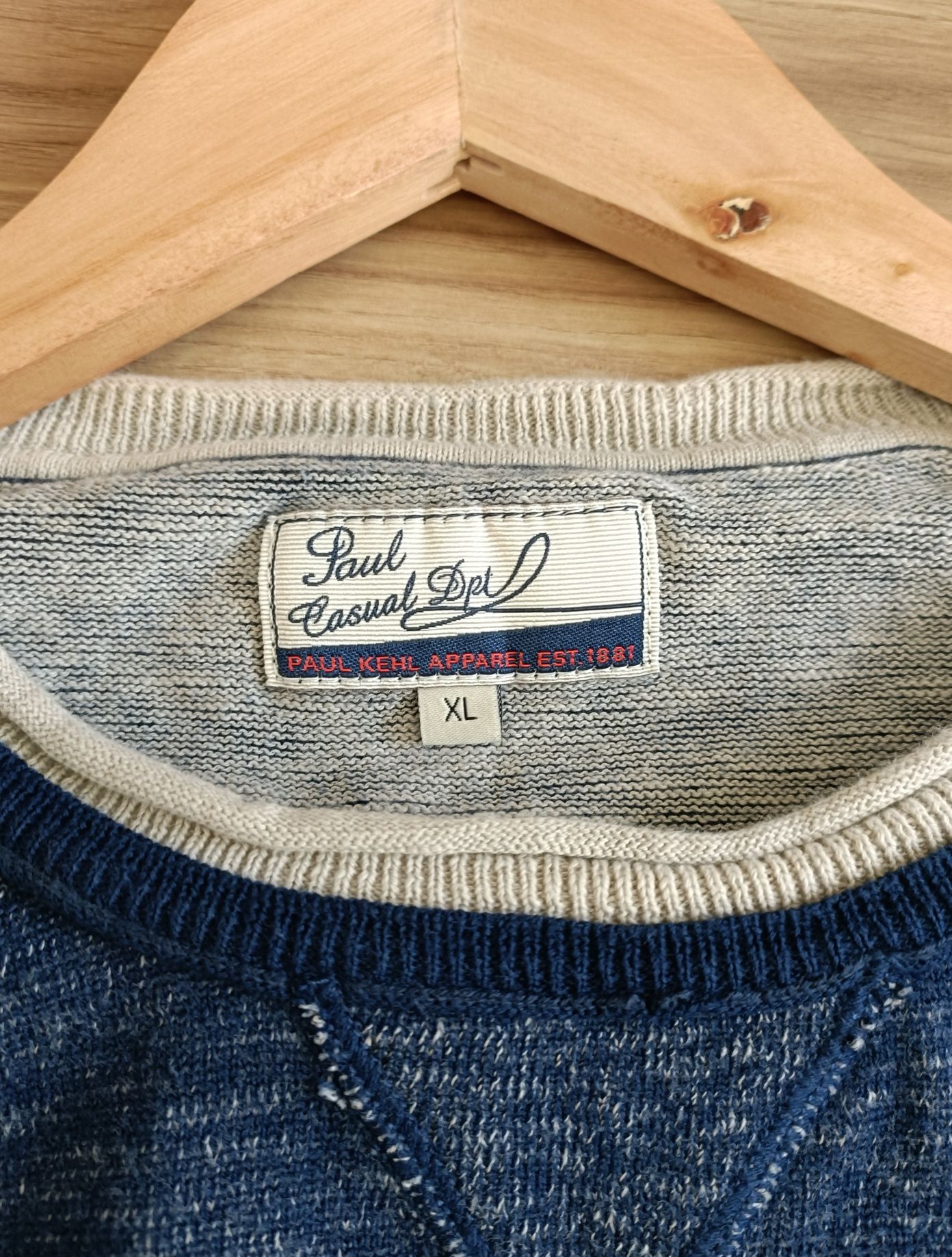 Sweter męski casual bawełniany niebieski premium Paul Kehl XL 42