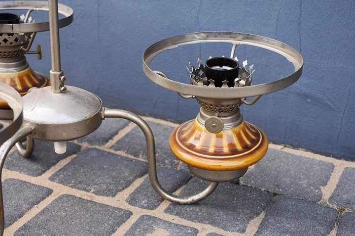 Lampa wisząca sufitowa żyrandol - stylizowana na naftową retro vintage