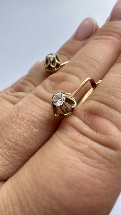 Серьги золотые СССР 585 , вес 3,45 грамм сережки золоті