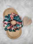 Scrunchie Oriental M, satynowa ozdobna gumka do włosów frotka handmade