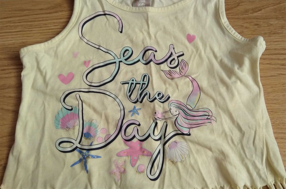 Letnia bluzka z frędzlami Little Kids 110 cm syrenki lato 100% bawełna