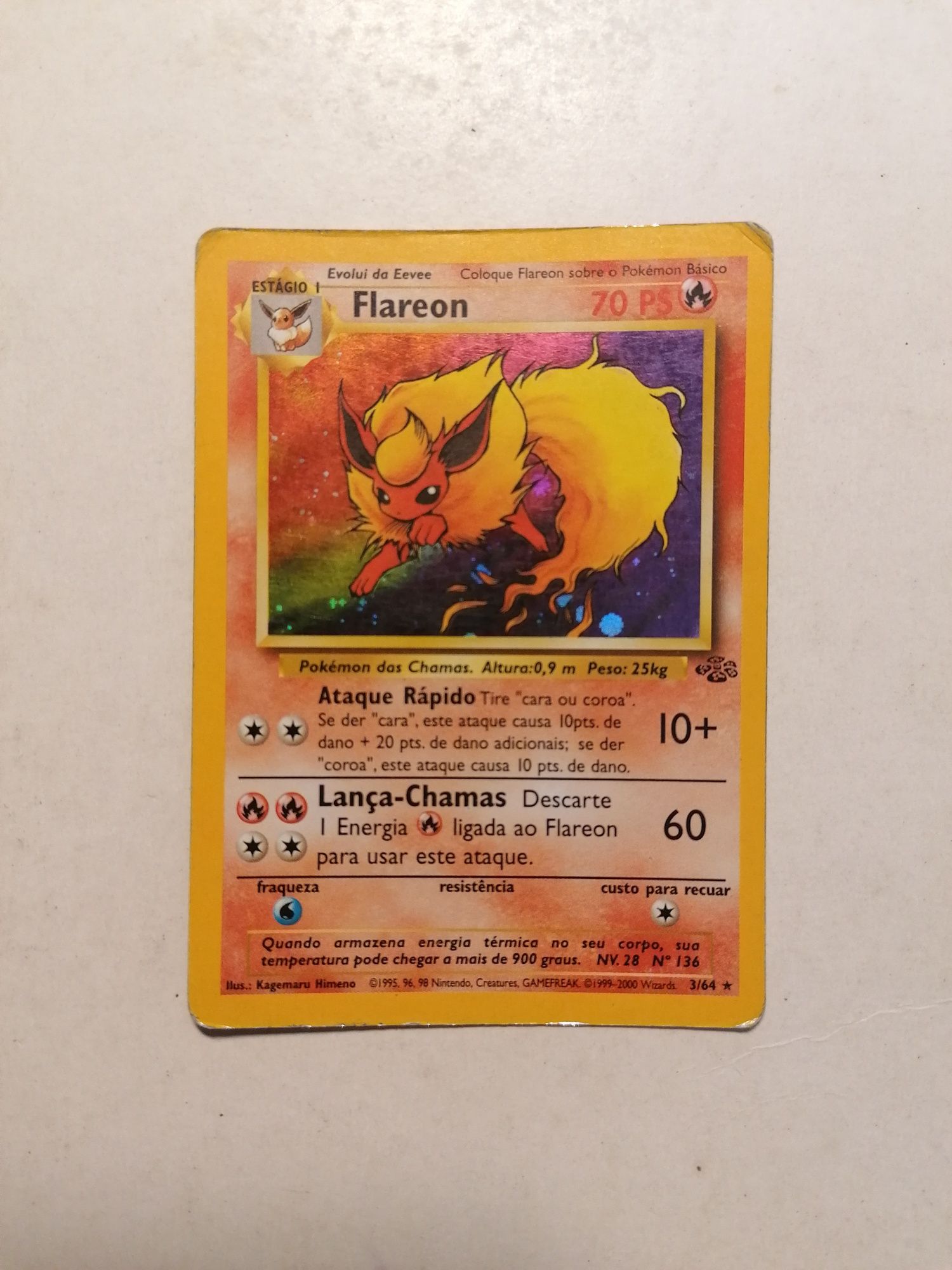 Carta Pokémon Flareon RARE HOLO 1999