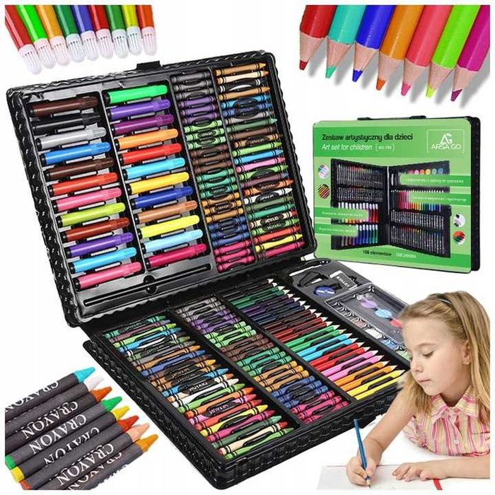 Zestaw artystyczny do malowania 168 elementów dla dziecka + walizka