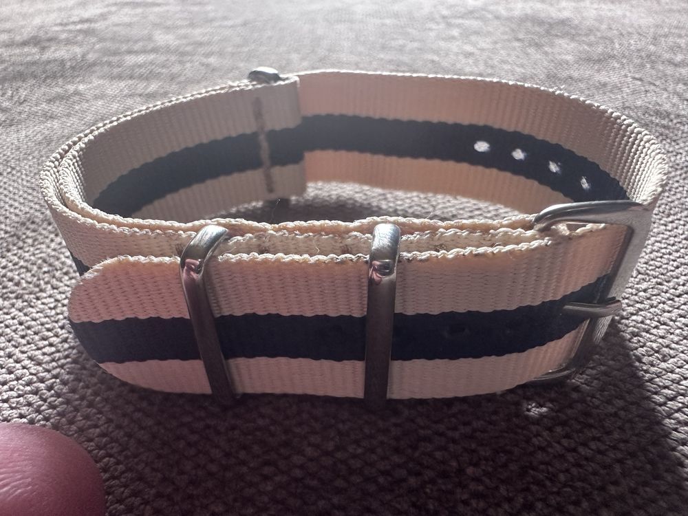 Pasek Nato 22mm nowy beżowo-granatowy beż granat