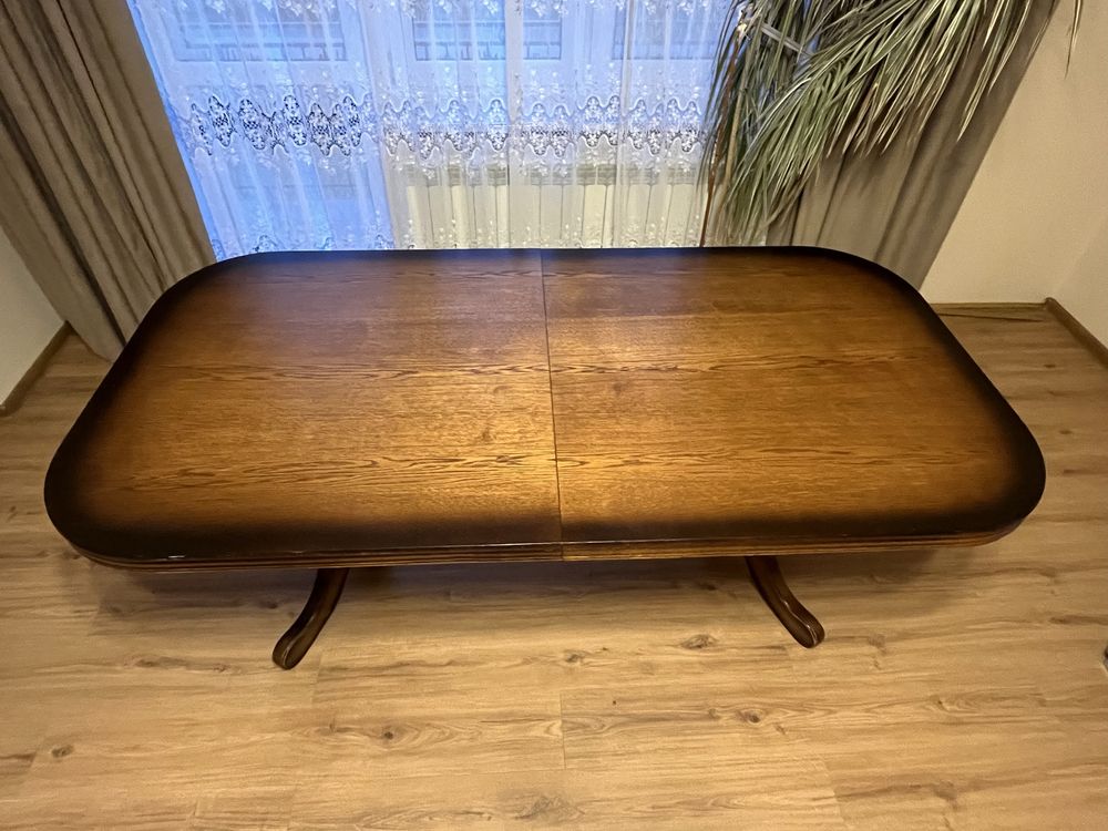 Drewniany stół 1,95/2,45/2,95, sz.1,0 plus krzesła