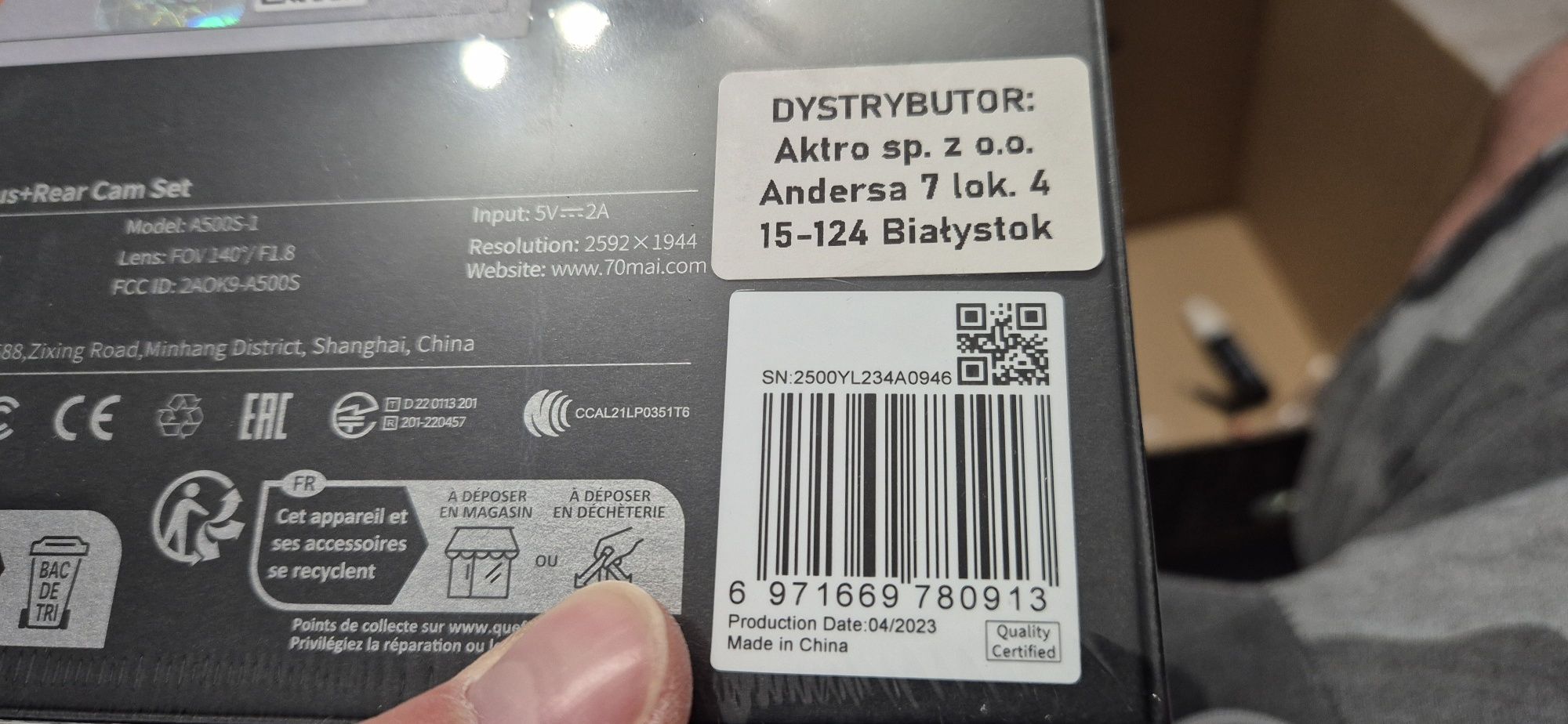 Kamera samochodowa 70mai A500S Pro Plus + kamera wsteczna RC06 nowa