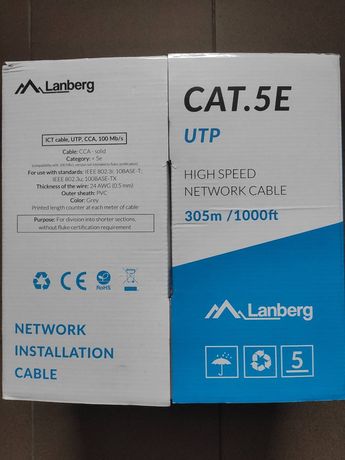 Kabel internetowy lan UTP RJ45 kat 5E 305 metrów nowy