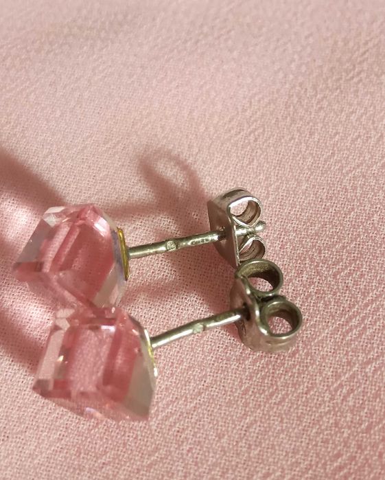 Brincos em Prata com Pedras Rosa