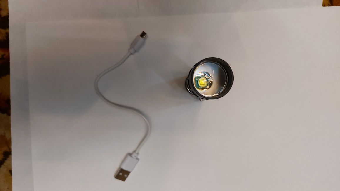 USB-фонарик:регулируемый фокус+стробоскоп Яркий XPE+COB 4 Modes