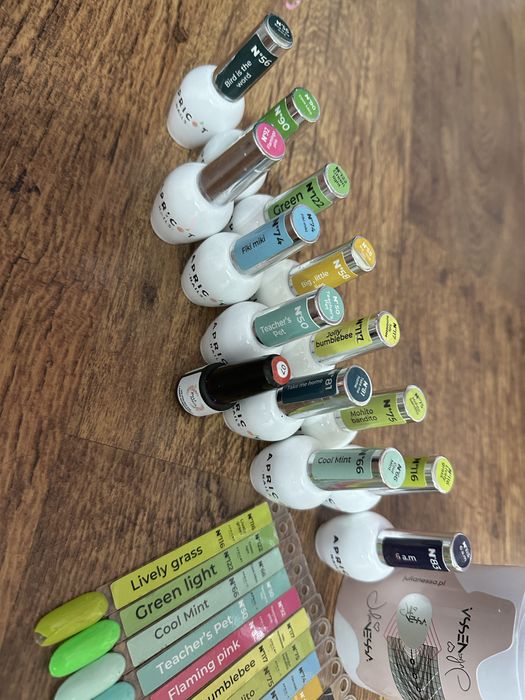 Zestaw 14x lakiery hybrydowe Apric szablony do paznokci Julia Nessa