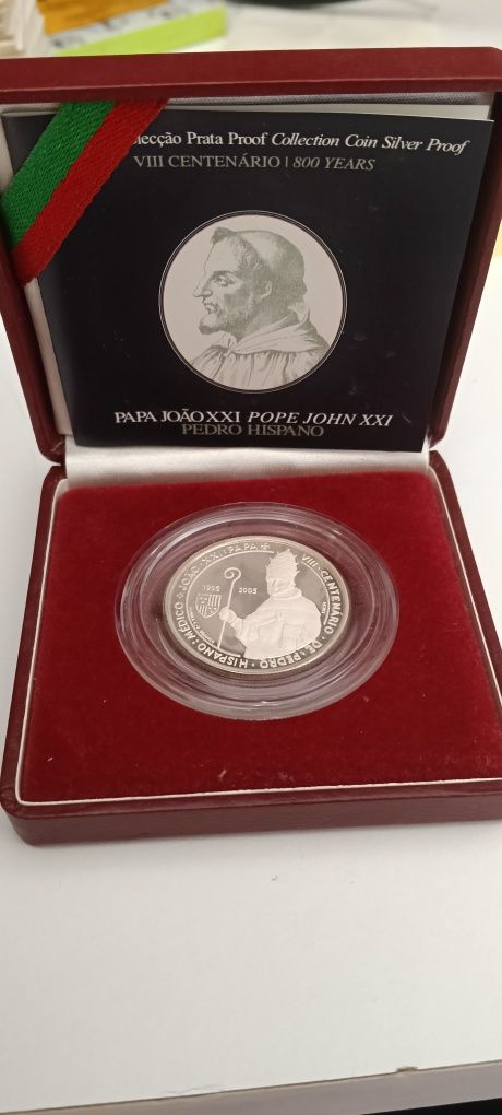 Vendo Moeda 5€ Prata Proof Papa João XXI – VIII Centenário (2005)