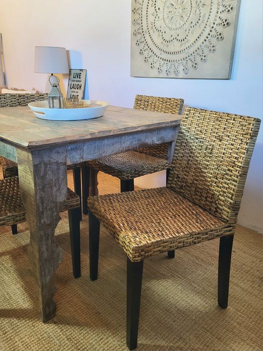 mesa, refeições, cadeiras, oriental, indiano, rustico