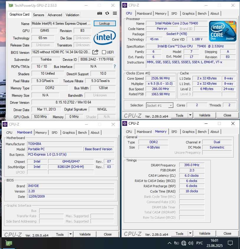 Отличный ноутбук Toshiba L355 / Core 2 Duo T9400, 4gb ddr2, HDD 1000gb