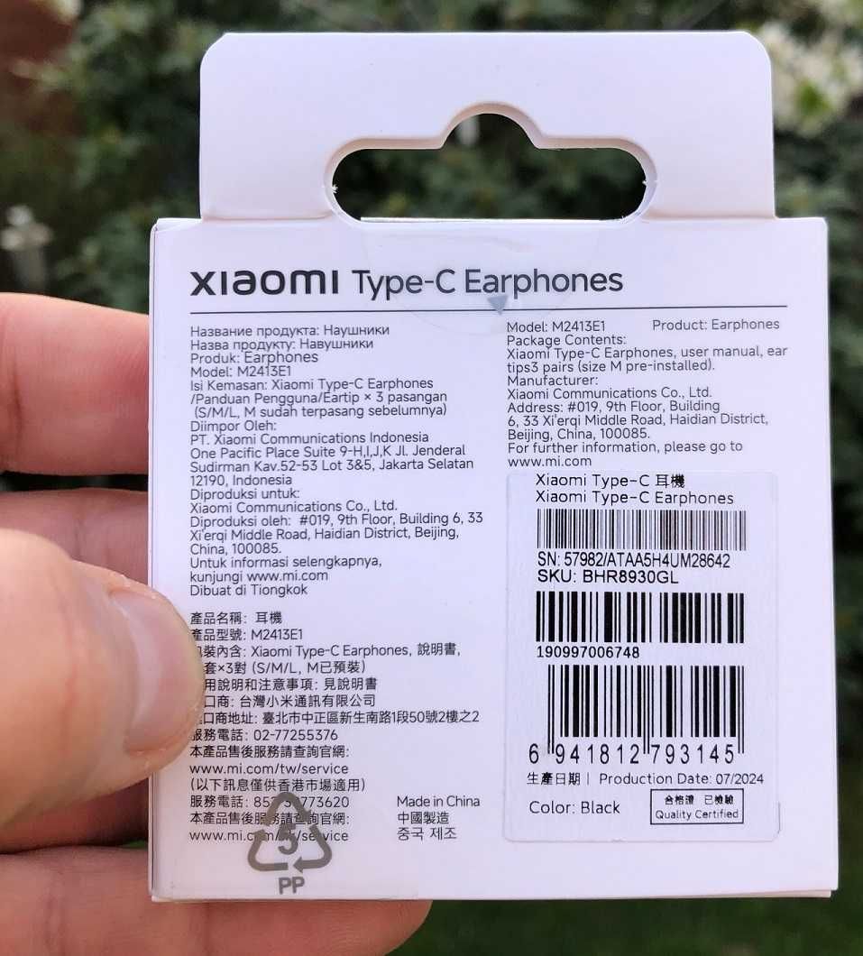 Xiaomi Oryginalne Słuchawki przewodowe USB-C douszne mikrofon