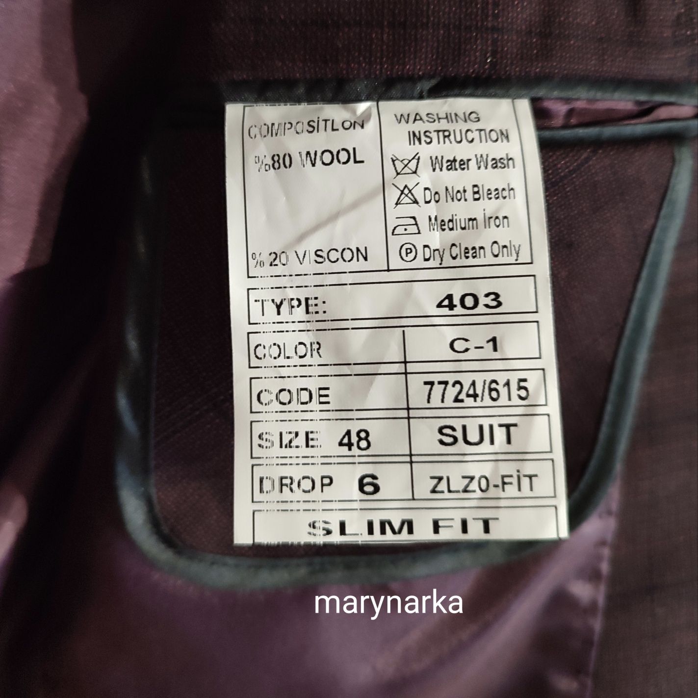 Garnitur męski bordo z naturalnych materiałów wełna+wiskoza 3 cz. R.48