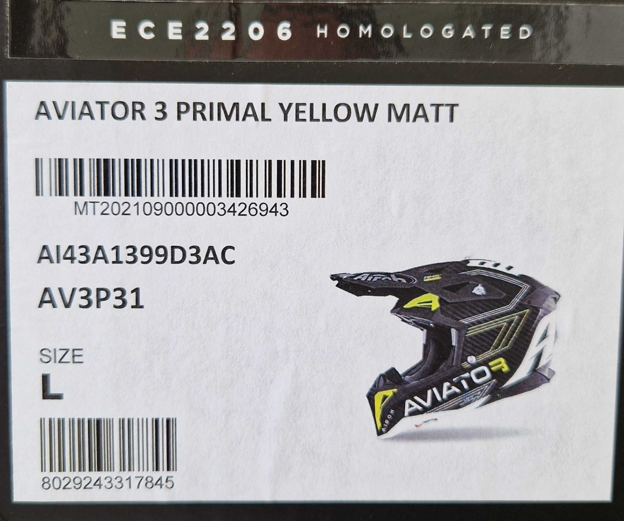 Kask AIROH Aviator 3 Primal Carbon 3K Yellow Matt rozmiar L