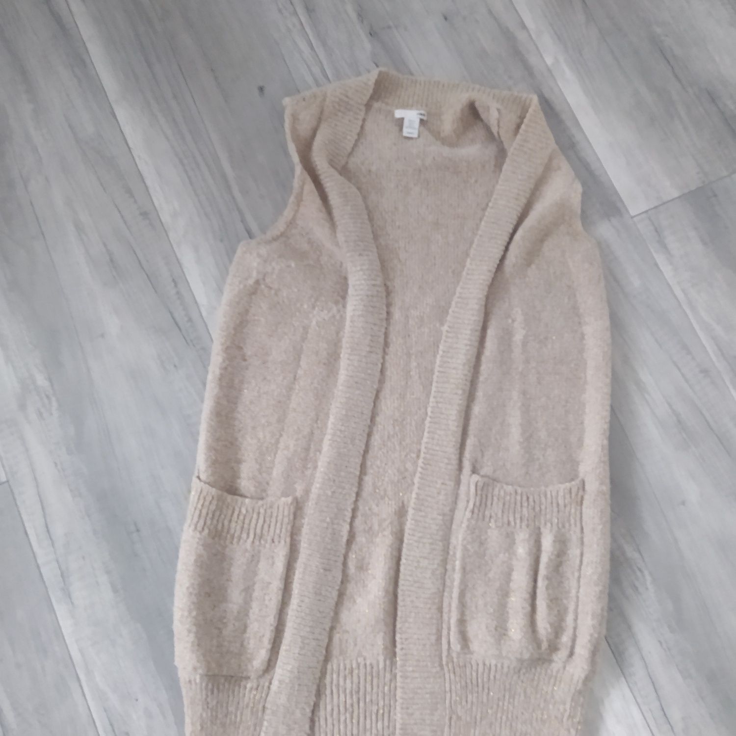 Sweterkowa kamizelka beż, jak nowa, h&m./25zł