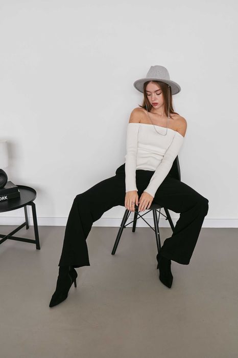 Вовняний капелюх Федора з декором і ланцюжком PEARL WOOL HAT сірий