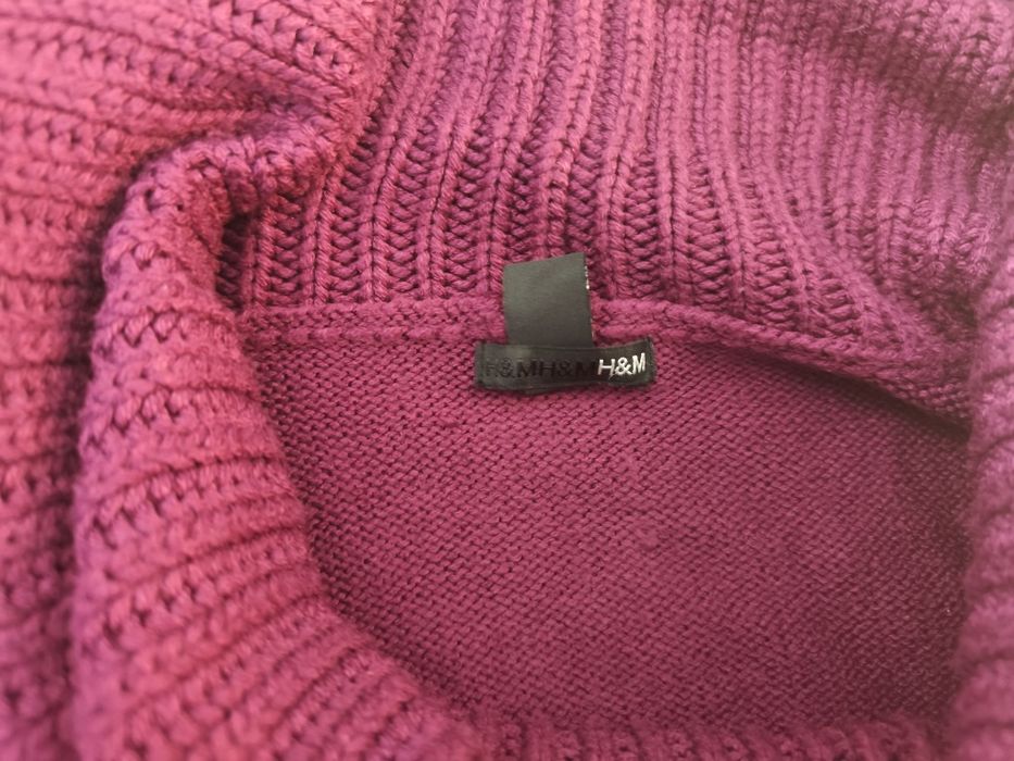 Sweter H&M tunika XS fiolet cudna golf