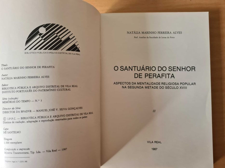 Livro "O Santuário do Senhor de Perafita" de Natália M. Ferreira Alves