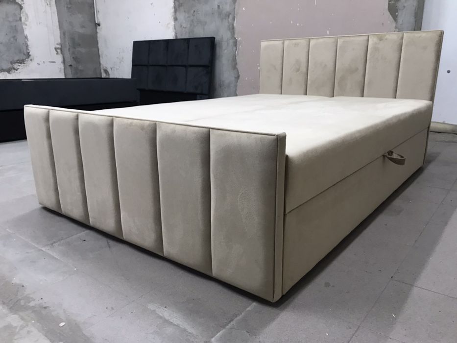Łóżko tapicerowane Kontynentalne materac 140x200 + pojemnik na pościel