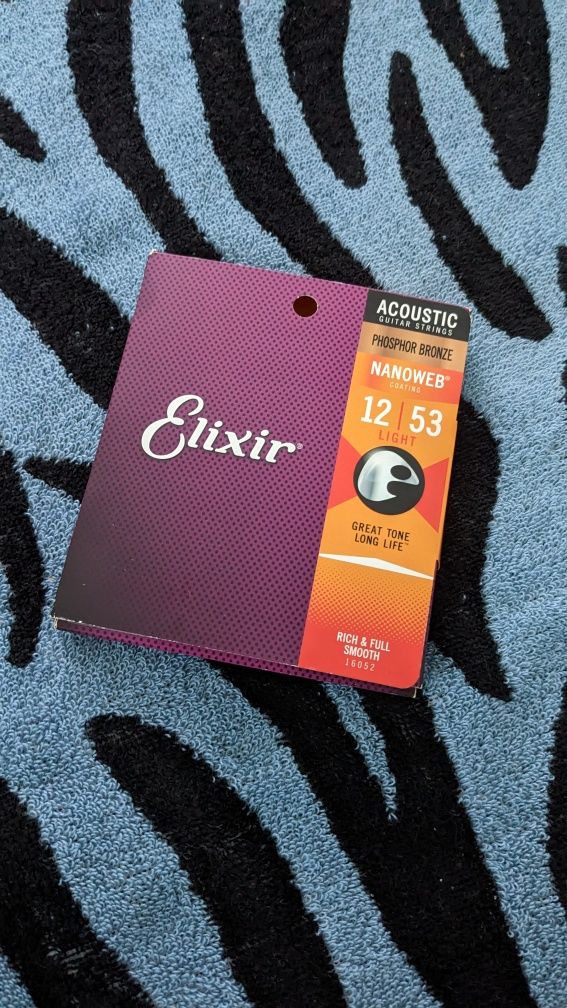 Оригінальні! Струни elixir nanoweb phosphore bronthe 12-53