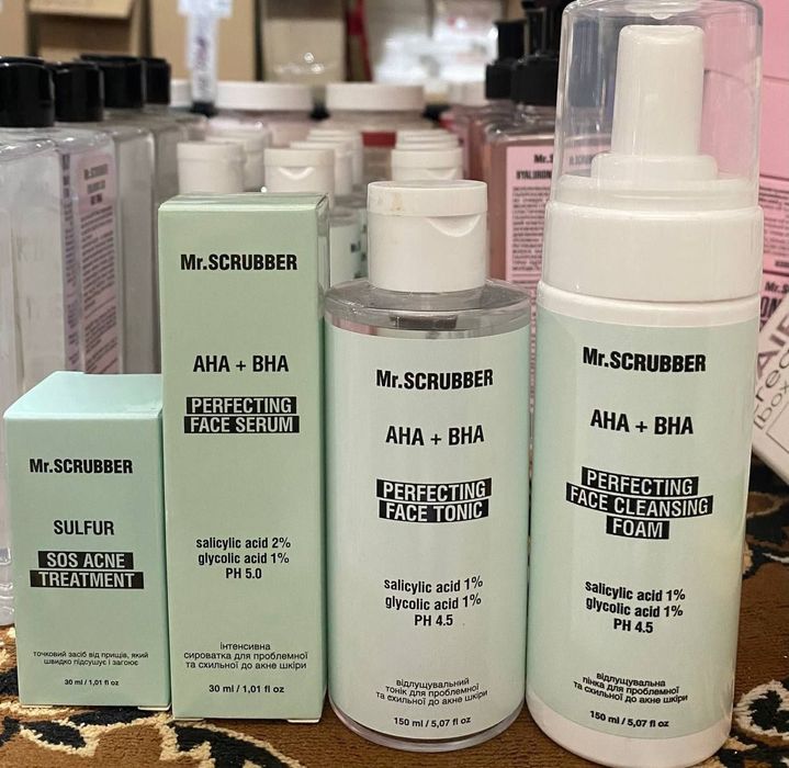 НАБІР Mr. SCRUBBER сироватка,тонік,пінка,точковий засіб.Містер Скрабер