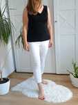 Czarna elegancka bluzeczka 42 44 XL letnia dekolt woda fala