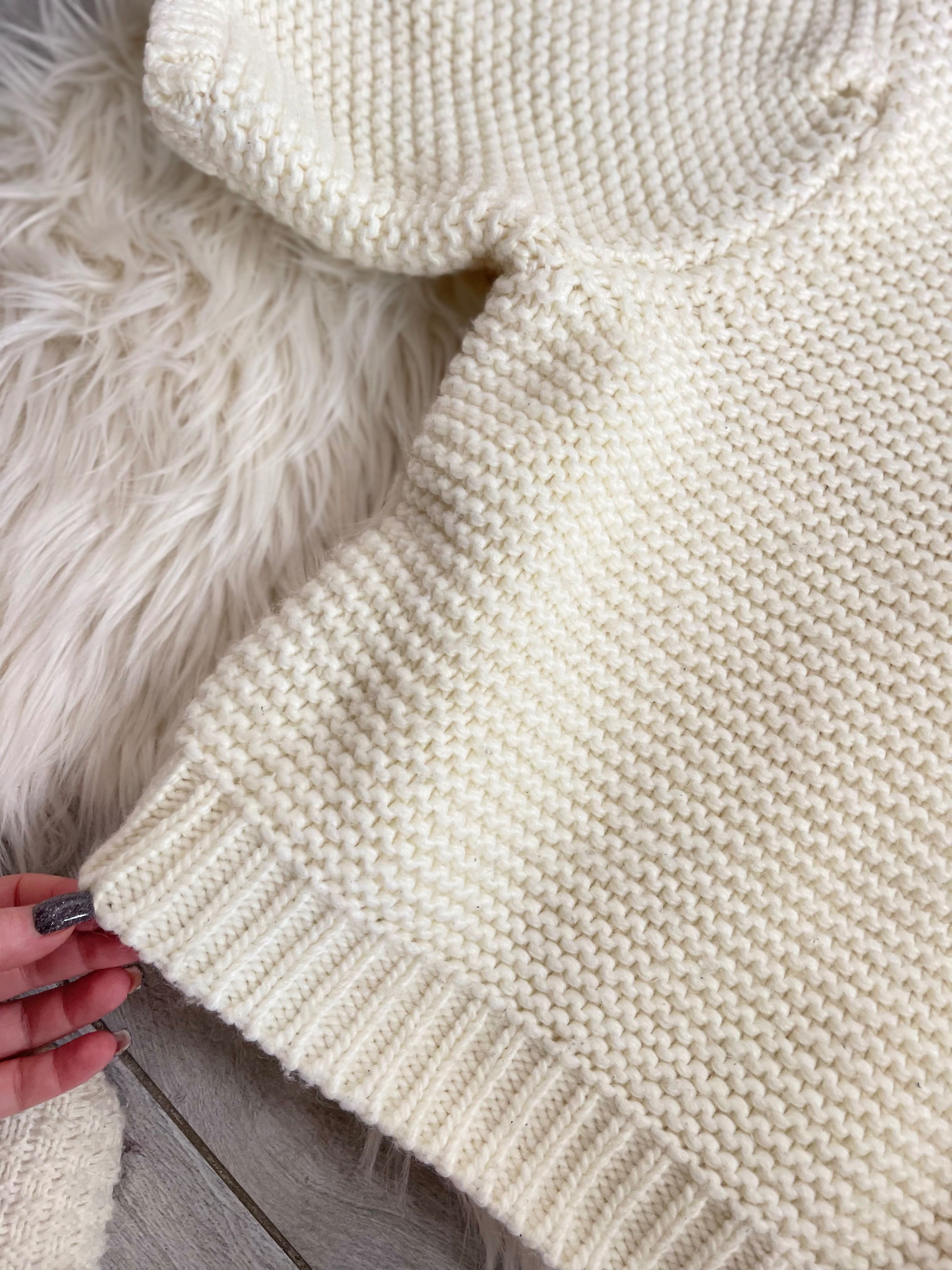 Y.A.S sweter sweterek z bufiastymi rękawami gruby splot wełna L