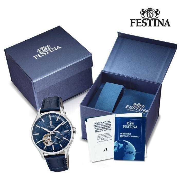 relógio FESTINA AUTOMÁTICO com correia azul de couro para  HOMEM.