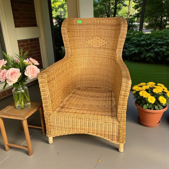 Fotel rattanowy naturalny pleciony w stylu boho