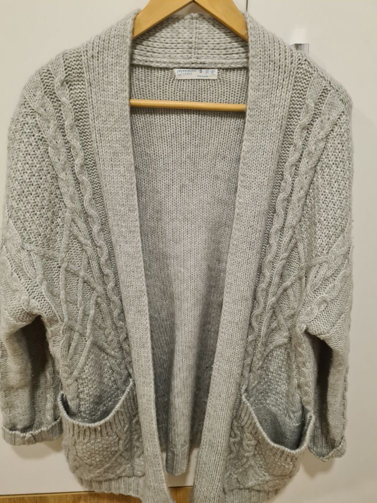 Milusi kardigan sweter Primark S warkocz szary