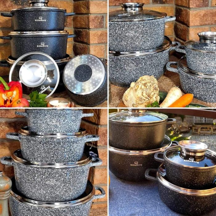 Wyprzedaż! Duży zestaw garnków.8el. kolory. Gaz.indukcja.piekarnik