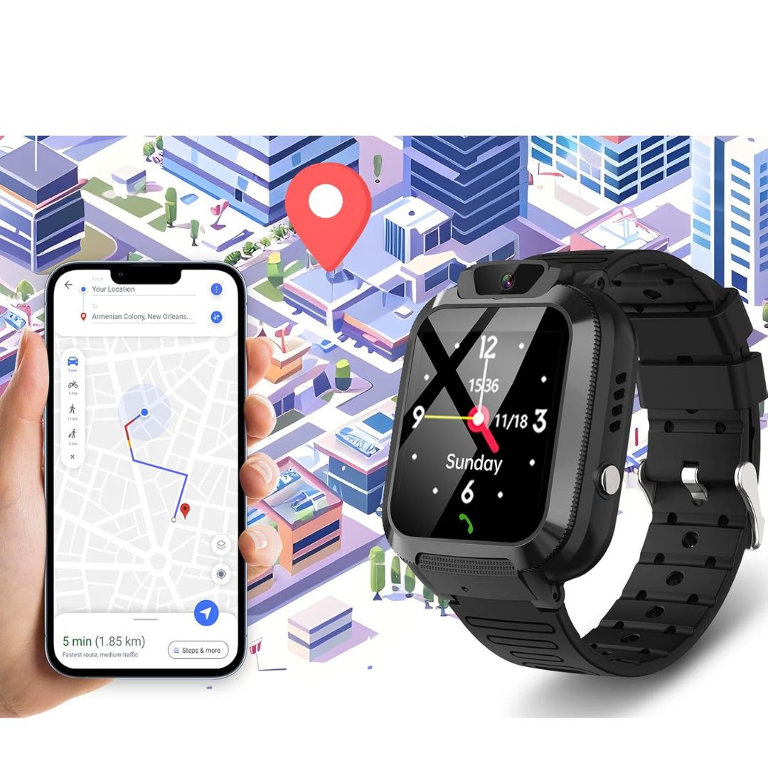 Inteligentny Zegarek Smartwatch Dla Dziecia GPS SOS SIM czarny j.pol,