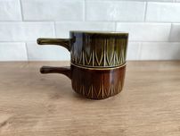Zestaw 2 kokilek, kokilki, zielona, brązowa, porcelit vintage
