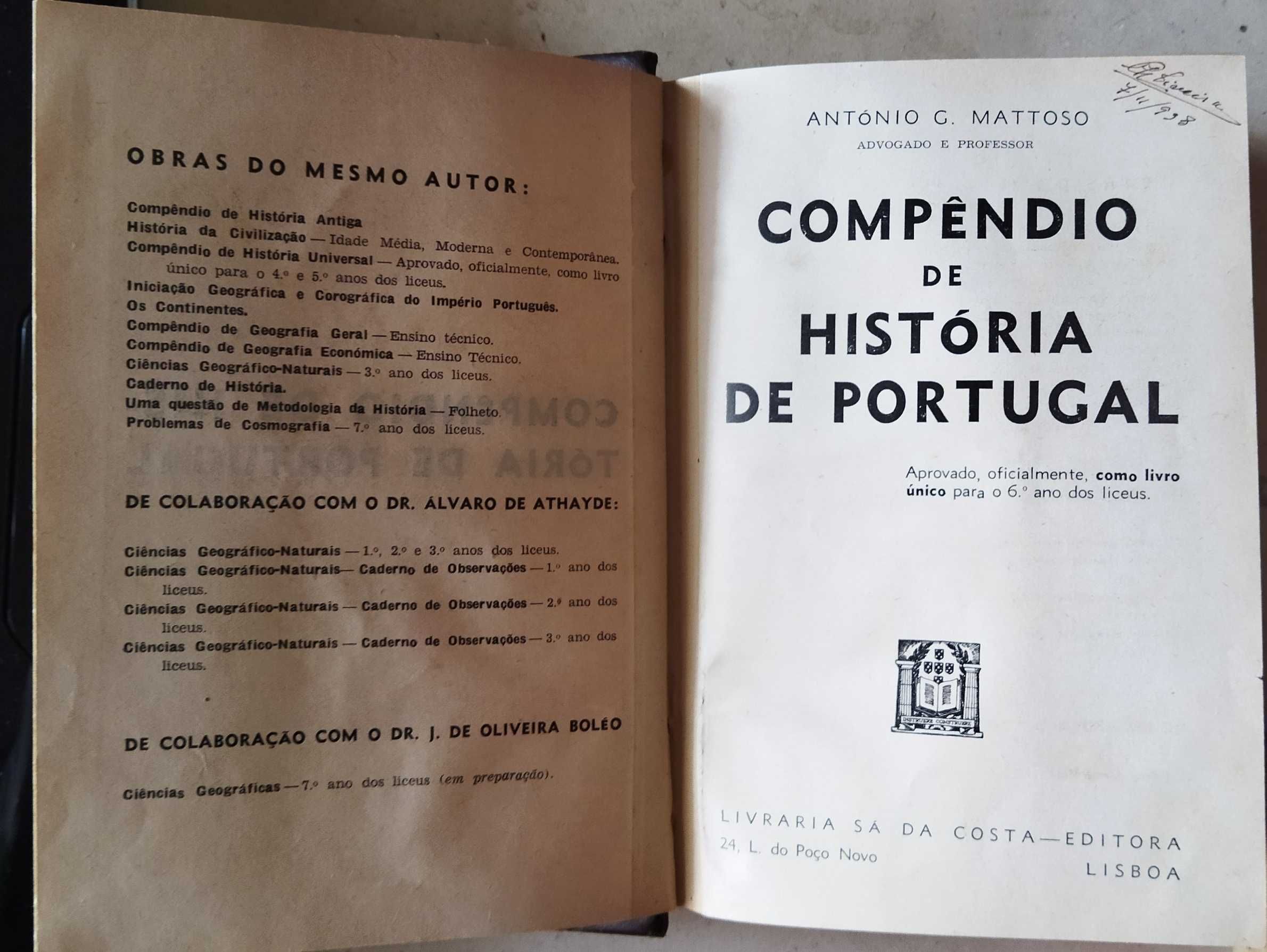 Compêndio de História de Portugal, professor António Matoso