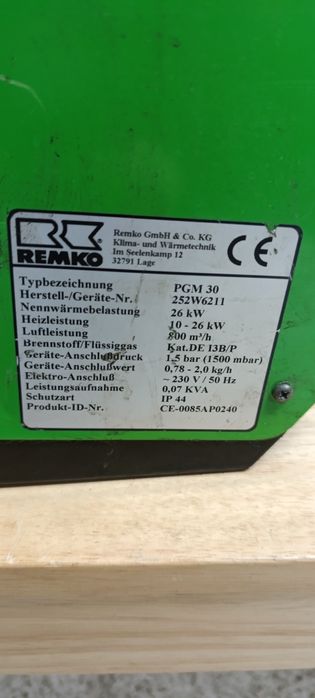 Nagrzewnica gazowa Remko PGM 30- 26KW.