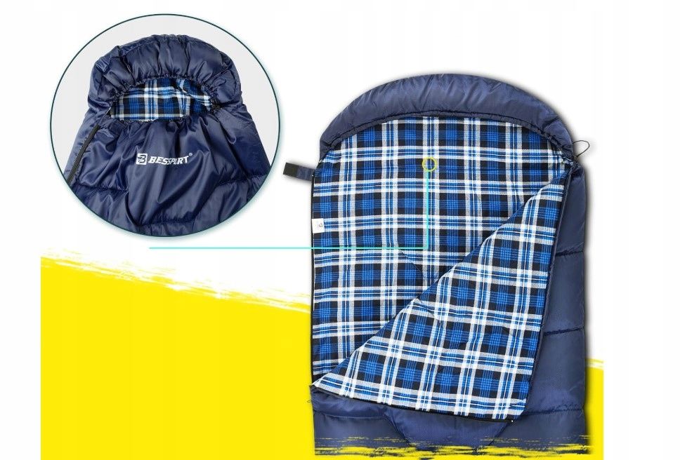 Bessport Śpiwór 3-4 pory roku flanelowy 210x80cm wodoodporny T258