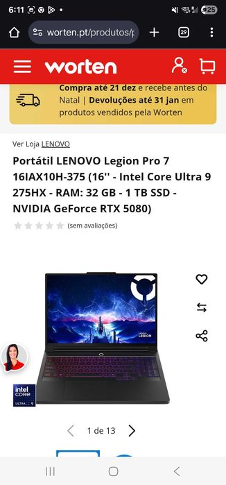 Lenovo Legion Pro 7i Gaming Laptop 16"