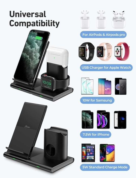 Seneo PA191B ładowarka indukcyjna Airpods iPhone Samsung Huawei Watch