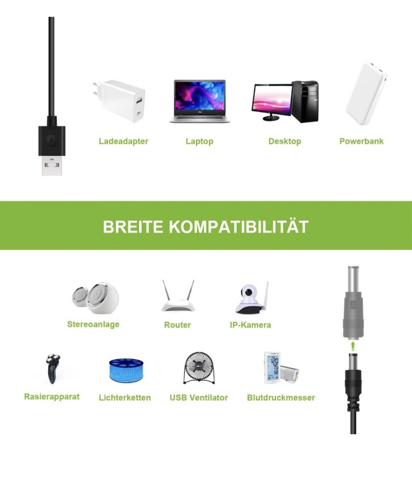 LANMU Kabel USB na DC, 8 w 1, USB