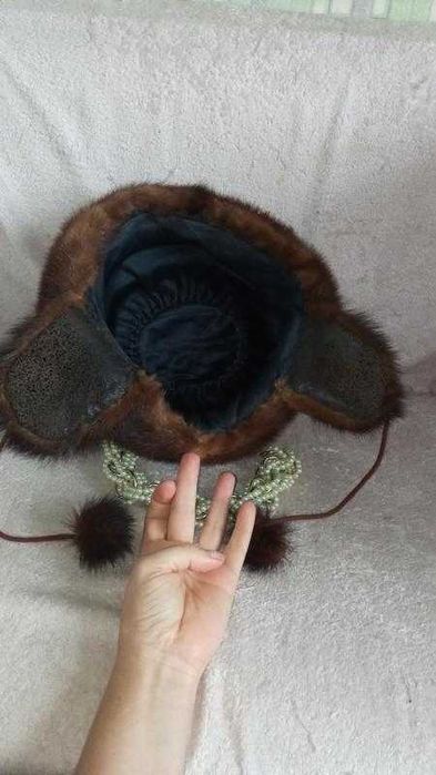 100% мех норки + кожа шапка норковая меховая пальто шуба полушубок