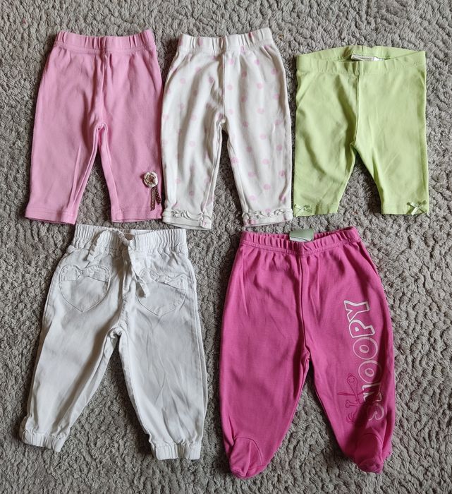 Spodnie dziewczęce dziewczynka długie spodenki legginsy Zestaw 5szt 68